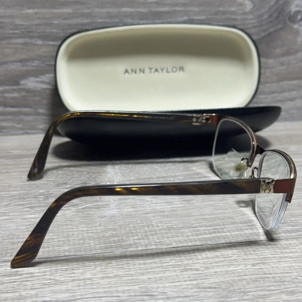 Ann Taylor Eyeglasses AT200 C03 51-17-135 Brown Tortoise Half Rim Frame w/ Case‎